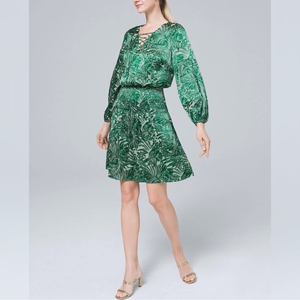 Smocked Burnout Blouson‎ Dress